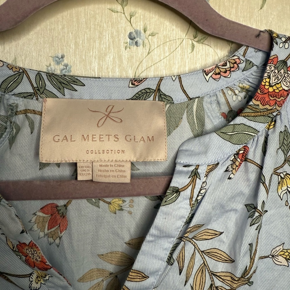Gal Meets Glam collection Allie tiered floral print shift dress mist periwinkle - Picture 7 of 9